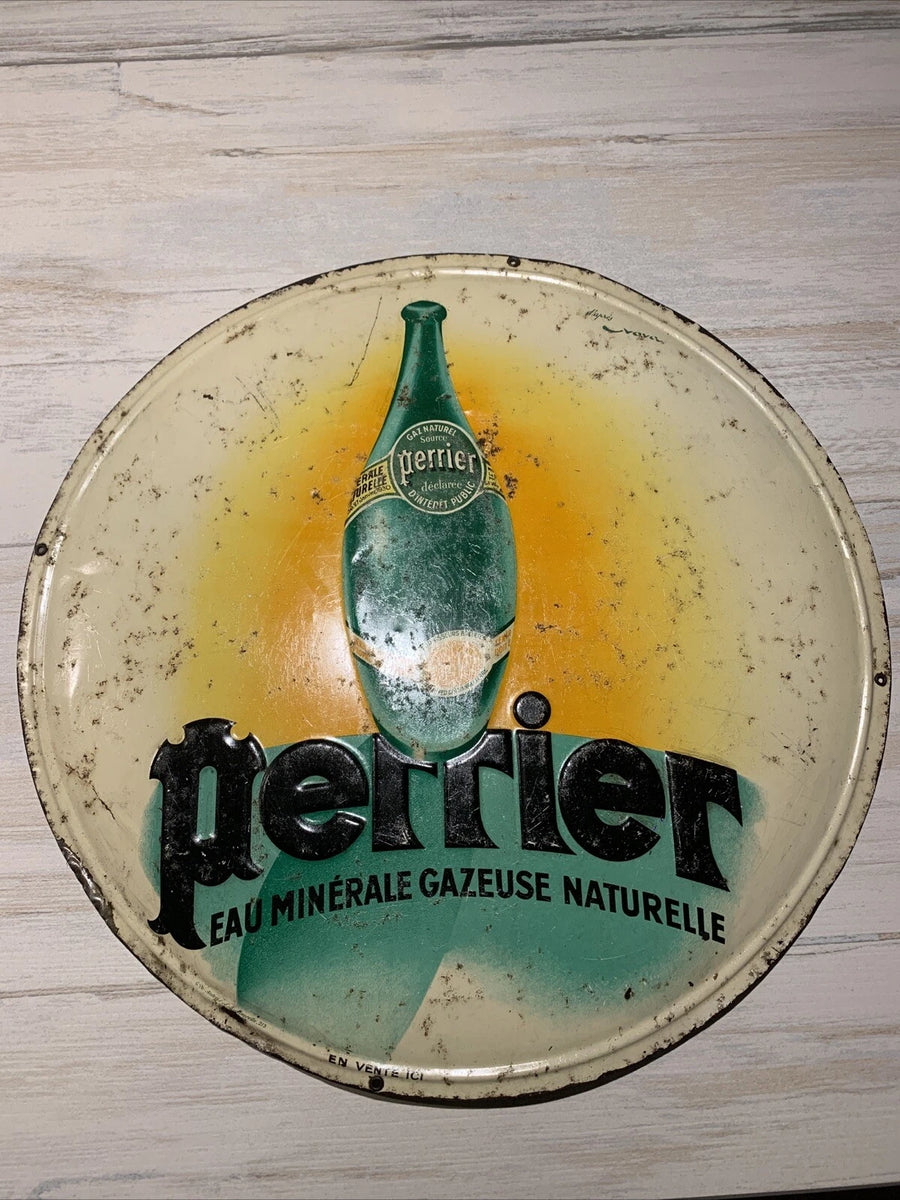 Tôle Publicitaire PERRIER – Lithographiée & Embossée