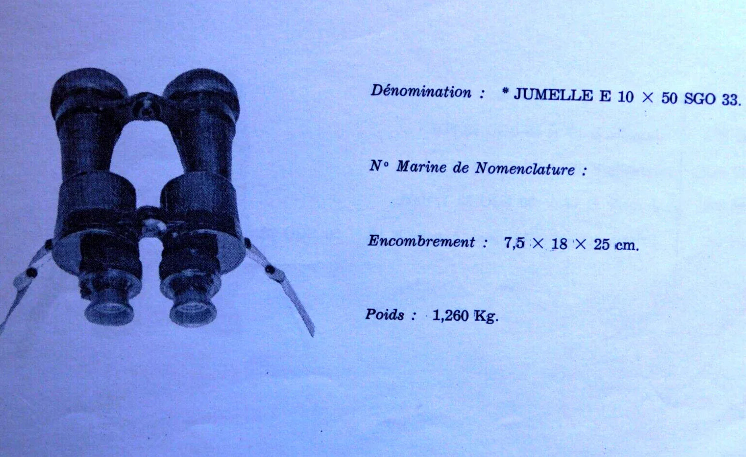 Rare paire de jumelles HUET Paris n°2009, modèle 1933 Type 1 (10×50)