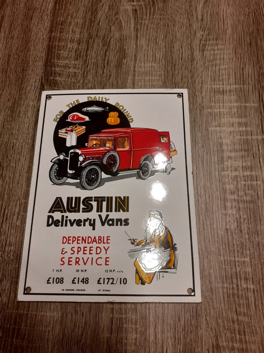 Plaque Émaillée AUSTIN – Delivery Vans "Speedy Service"