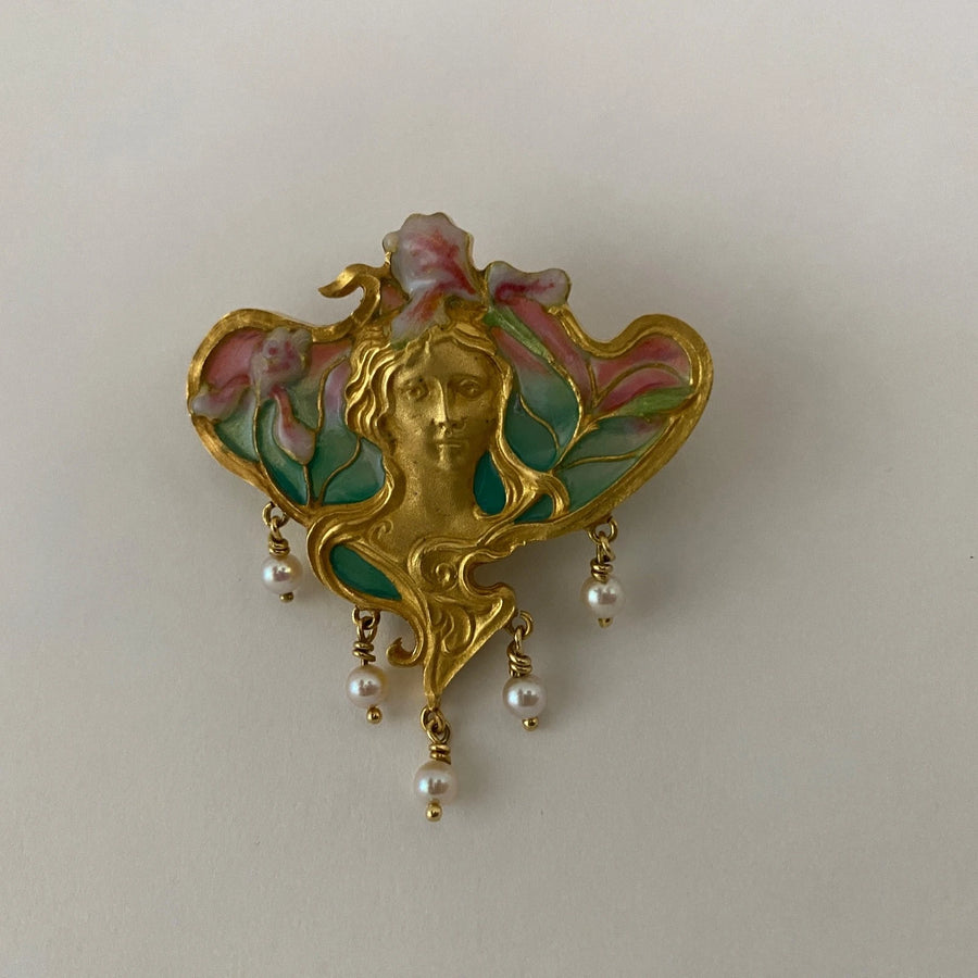 Broche "Nymphe Florale" – Art Nouveau (v. 1900)