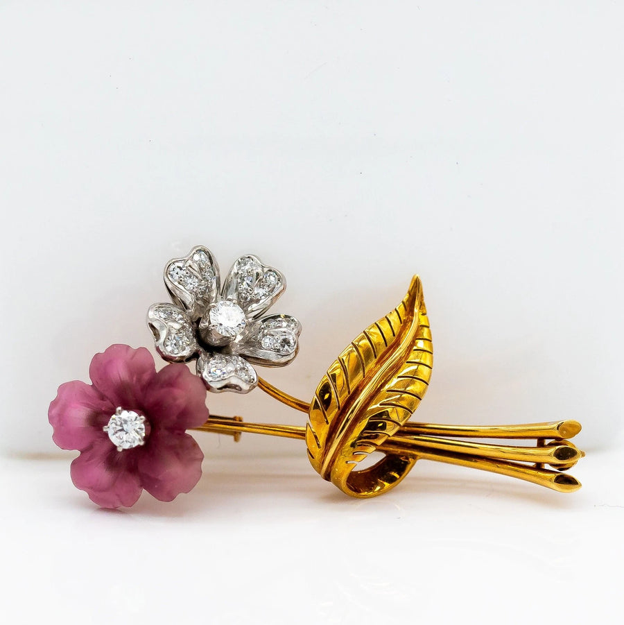 Broche "Aurore Pourpre" – Or Rose 18K, Diamant & Améthyste